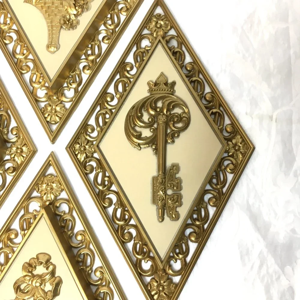 * DART MCM  Diamond Music and Key Wall Decor Plaques Vintage 14” x 8”
